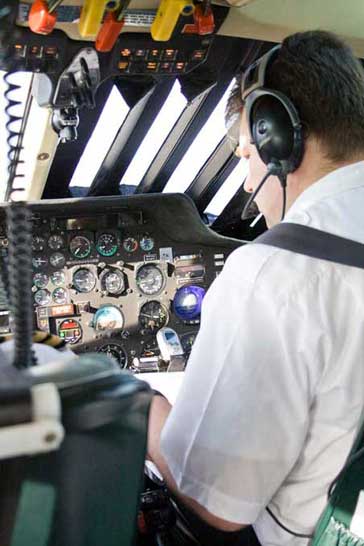 Stephan in cockpit flying on instruments